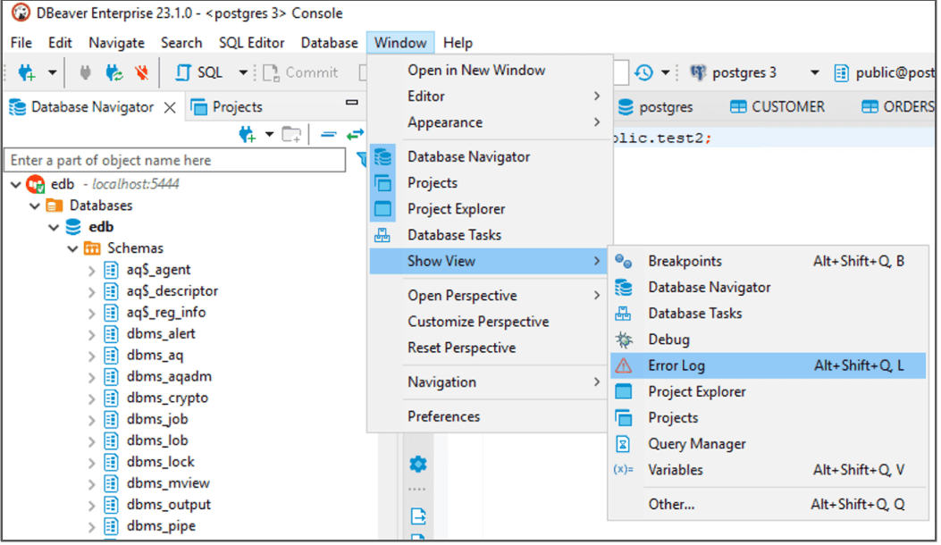 DBeaver Log Viewer